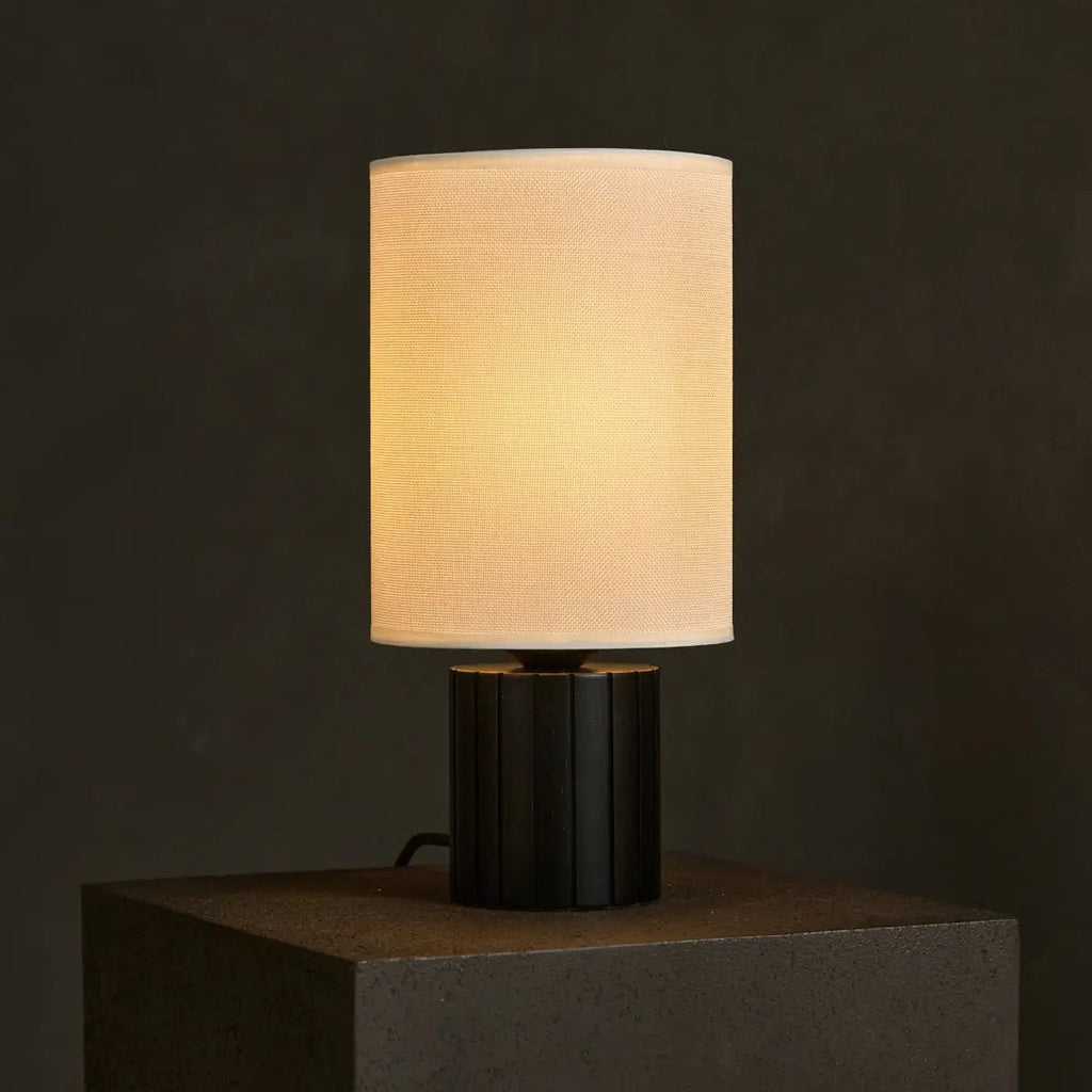 Lampe de table noire "Kiko" – Lampe de bureau confortable noire et beige avec raccord E27