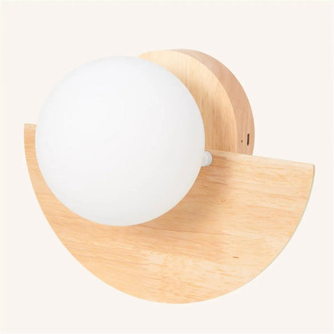 Applique murale sans fil Kane marron clair – Lampe rechargeable en bois et verre