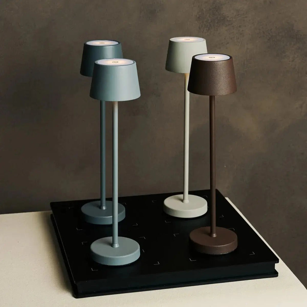 Combi Set Professional - 4 X Vondel Mini Stone Grey Grey Rechargeable Table Lampes et 1 X Amstel Wireless Station Wireles