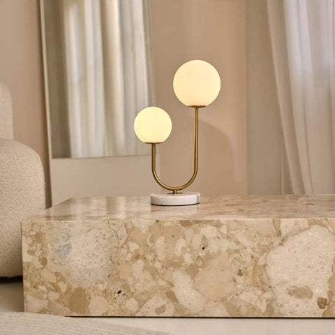 Giorgia Lampe en marbre élégant - lampe de table élégante avec ampoules en verre givré