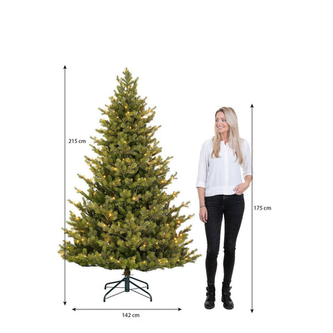 Sapin de Noël Artificiel Clive avec éclairage LED - H215 x Ø142 cm - Vert