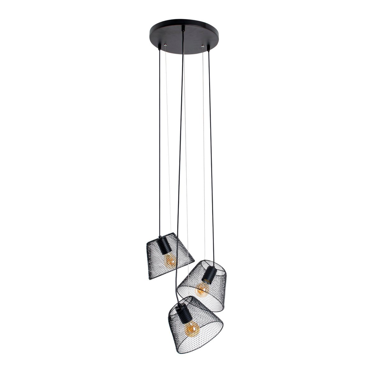La lampe suspendue à 3 places "Korie" - Suspension en métal en noir