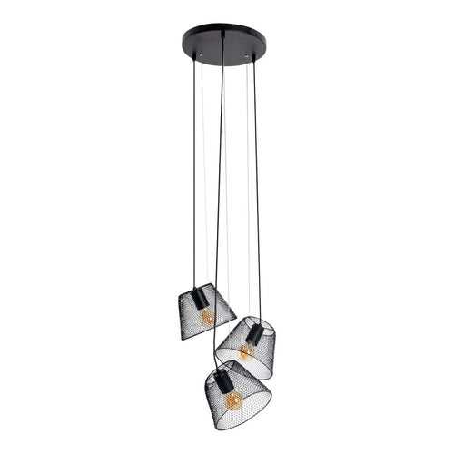 La lampe suspendue à 3 places "Korie" - Suspension en métal en noir