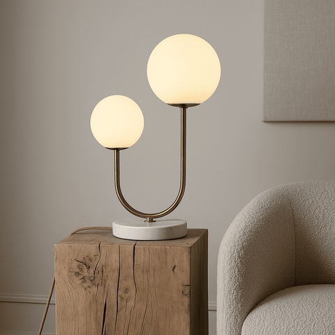 Giorgia Lampe en marbre élégant - lampe de table élégante avec ampoules en verre givré