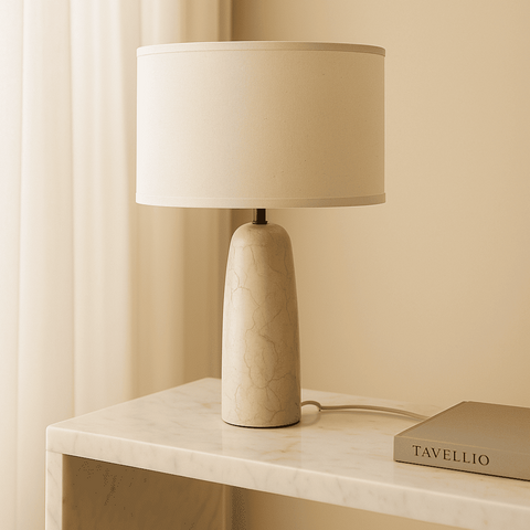 Lampe Charlotte en marbre avec abat-jour en coton – Éclairage élégant pour votre maison