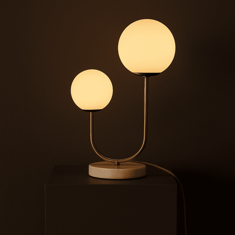 Giorgia Lampe en marbre élégant - lampe de table élégante avec ampoules en verre givré