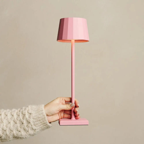Combi set professionnel - 8 x wouter flamanto rose rechargeable lampes de table et 1 x station de charge sans fil avec...