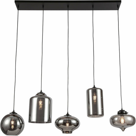 Luminaire Suspendu Verre Fumé 5 Lumières Mix.
