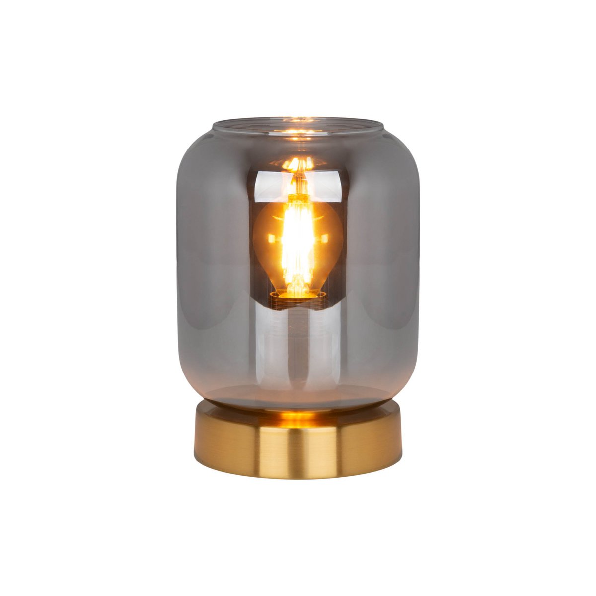 Verre Light Light "Alessio", 17 cm de haut, Ø 12 cm, métal de couleur or, verre fumé, E14