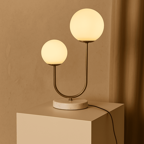 Giorgia Lampe en marbre élégant - lampe de table élégante avec ampoules en verre givré