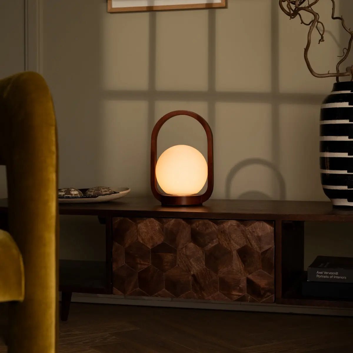 Lampe sans fil en bois marron Skye | Rechargeable et variable
