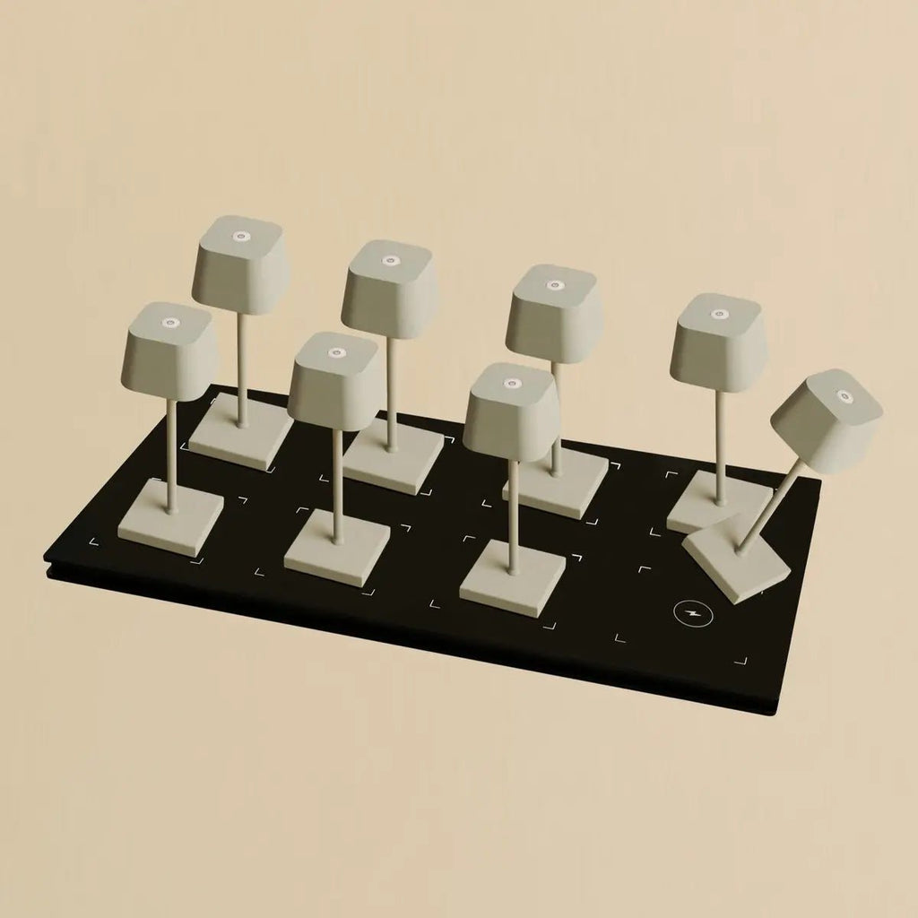 Combi set professionnel - 8 x Sarphati Mini Shadow Grey Grey Rechargeable Table Lampes et 1 X Station centrale Station de...