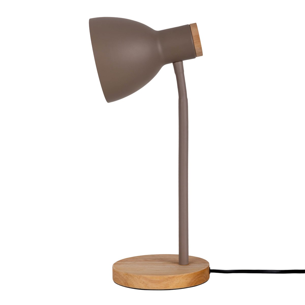 Lampe de bureau "Marie" en métal et en bois, E14, marron, 36,5 cm de haut
